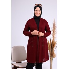 Kadin Buyuk Beden Metal Tokalı Petek Hırka