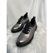 Best Shoes Kadın Bağıcıklı Gri Casual Laofer Ayakkabı