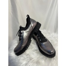 Best Shoes Kadın Bağıcıklı Gri Casual Laofer Ayakkabı