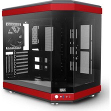 Dragos North 1x Fan USB 3.0 + Type C Atx Mid Tower Panoramik Temperli Cam Gaming Bilgisayar Kasası Kırmızı Siyah