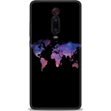 Kılıf Evreni Xiaomi Mi 9t Kılıf Hd Baskılı Kılıf - Dünya Haritası + 9h Nano Ekran Koruyucu