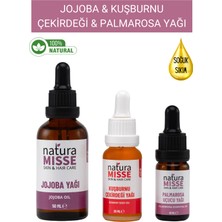 NaturaMisse Jojoba Yağı 50 ml - Kuşburnu Çekirdeği Yağı 20 ml - Palmarosa Uçucu Yağı 10 ml