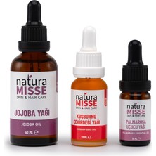 NaturaMisse Jojoba Yağı 50 ml - Kuşburnu Çekirdeği Yağı 20 ml - Palmarosa Uçucu Yağı 10 ml