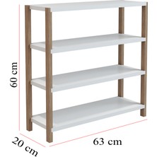 Jest Dekor Konsept Helsa Beyaz 4 Raflı Ahşap Mutfak Rafı/baharatlık - Banyo Rafı, Çok Amaçlı Dekoratif Raf, Organizer - Demonte ve Kolay Montaj