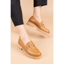 Getcho Aspes Kadın  Deri Taba Loafer Ayakkabı