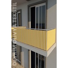 Shy Tekstil Sarı-Beyaz Dört Tarafı Bağcıklı Balkon Demiri Perdesi - Her Ölçüde En x Boy Seçenekli