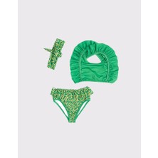 RG Brand Kız Çocuk Hızlı Kuruyan 2 Parçalı Bikini Seti ve Saç Bandı, 3'lü Takım_RG1467