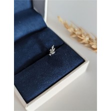 Su Perisi Takı Bijuteri Cerrahi Çelik Gümüş Zirkon Taşlı Yaprak Model Piercing