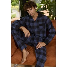 Kly Erkek Uzun Kol Apaj Yaka Indigo Pijama Takımı C8T3N0O4