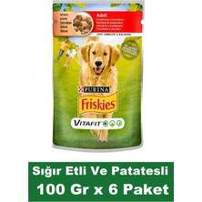 Friskies Yetişkin Sığır Etli ve Patatesli Köpek Maması 100 gr x 6 Paket