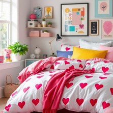 Helen George Pembe Kalpli  Çift Kişilik Nevresim Seti