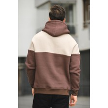 Perez Nakışlı Üç Iplik Pamuklu Parçalı Kapüşonlu Erkek Sweatshirt