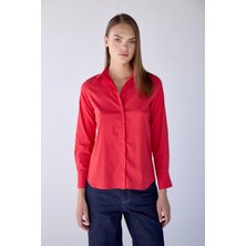 Masha Kate Slim Fit Pamuklu Kırmızı Gömlek