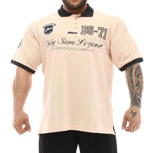 Polo Yaka Oversize Bej Tişört Big Sam 2837