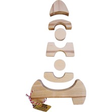 Gg Toys - Montessori Doğal Ahşap Üst Üste Dizilen Bloklar - Roket (7 Parça)