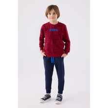 U.S. Polo Assn. Pamuklu Baskılı Beli Lastikli Bisiklet Yaka Eşofman Takımı Erkek Çocuk Eşofman Takımı US1929