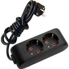 Viko 2'li 1 Metre Grup Priz-Siyah(Öznur 3*1,5 Kablo Kullanılır)