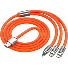 Hobipolive 3 In 1 Type-C + Micro USB + Lightning Hızlı Şarj Kablosu Silikon Kablo 1 Metre Opp Ambalaj