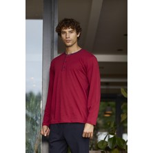 Kly Erkek Uzun Kol Midi Yaka Bordo Pijama Takımı C5T2N0O6