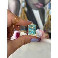 In Accessories Mavi Renk Çelik Tarot Kolye