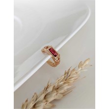 Su Perisi Takı Bijuteri Gold Pembe Baget Taşlı Earcuff (Kıkırdak Küpesi)