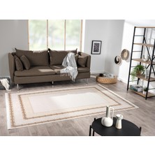Karmen Halı Elit EL001A Krem Halı Toprak Kenar Çerçeveli Ince Yumuşak Akrilik Tozuaz Modern Salon Halısı Koridor