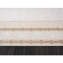Karmen Halı Elit EL001A Krem Halı Toprak Kenar Çerçeveli Ince Yumuşak Akrilik Tozuaz Modern Salon Halısı Koridor