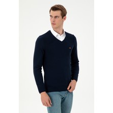 U.S. Polo Assn. Erkek Slim Fit V Yaka Lacivert Kazak 50297063-VR033