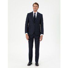 Pierre Cardin Erkek Lacivert Slim Fit Ekose Yün Takım Elbise 50291974-VR033