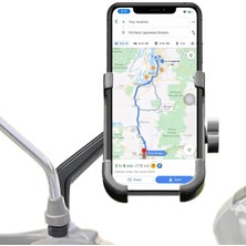 Metal Ayna Bağlantılı Motosiklet Scooter Telefon Tutucu 360° Dönen Motosiklet Cep Telefonu Tutucu