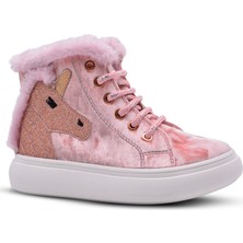 Kids A More Heira Unicorn Desenli Içi Peluş Kürklü Kız Bebek Bot Pembe