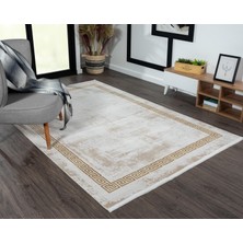 Karmen Halı Merit MR2857 Krem Halı Gold Kenar Çerçeveli Ince Yumuşak Akrilik  Modern Salon Halısı