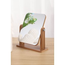 Chavin Masa Üstü 17 cm Ahşap Tek Taraflı Dikdörtgen 360° Dönen Masa Aynası CIN806