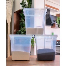 Biedda 15 Litre Plastik Kilitli Kapaklı Dikey Derin Saklama Düzenleme ve Depolama Kabı