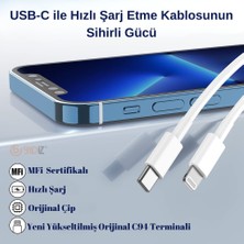 Intermax Apple iPhone Uyumlu 11-12-13 - 14 Pro/max Lightning Hızlı Şarj Kablosu 1 Metre USB C Lightning