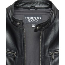 Derimod Patrick Erkek Siyah Hakim Yaka Deri Ceket 24WGE65411M