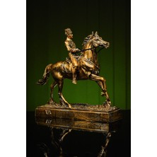 Narçiçeği Takı ve Hediyelik Eşya Özel Tasarım At Üzerinde Mustafa Kemal Atatürk Gold Altın Bronz Heykel Biblo