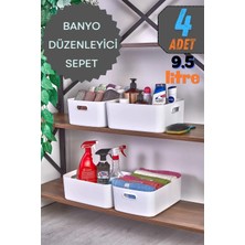 Mutfak Köşesi 4'lü Tidybox Büyük Boy 9.5 Lt Basic Banyo Organizeri Sepet, Dekoratif Buzdolabı Düzenleyici