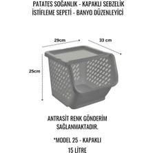 Mutfak Köşesi 2'li Patates & Soğanlık, Kapaklı Katlı Sebzelik, Oyuncak Sepeti, Banyo Büyük Düzenleyici Antrasit