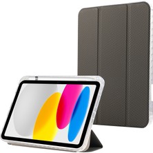 XFashion iPad 10.9 (2022) Üç Katlı Stand Deri Tablet Kapağı Otomatik Uyandırma / Uyku Karbon Fiber Doku (Yurt Dışından)