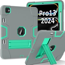 XFashion iPad Pro 13 (2024) Robot Stili Silikon + Kickstand'lı Pc Tablet Kapağı (Yurt Dışından)