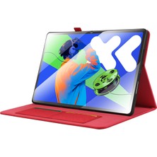 XFashion Lenovo Xiaoxin Pad Pro 12.7 Inç Deri Kart Tutucu Kumaş Doku Tablet Standı Kapağı (Yurt Dışından)