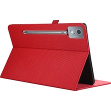 XFashion Lenovo Xiaoxin Pad Pro 12.7 Inç Deri Kart Tutucu Kumaş Doku Tablet Standı Kapağı (Yurt Dışından)