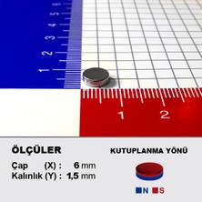 NeoHobi Neodyum Mıknatıs D6 x 1,5 Çap:6mm Kalınlık:1,5mm Çok Güçlü Mıknatıs [50 Adet]