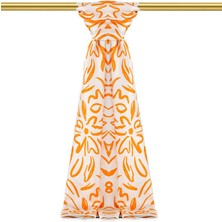 Turuncu Bahar Desen Twill Ipek Şal