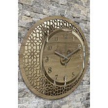 Ahşap ve Aynalı Vav Motifli Duvar Saati