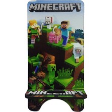 Ahşap Minecraft Baskılı Telefon Tutucu 2li Set