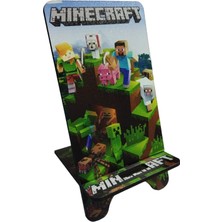 Ahşap Minecraft Baskılı Telefon Tutucu 2li Set