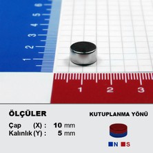 NeoHobi Neodyum Mıknatıs D10X5 ÇAP:10MM Kalınlık:5mm Çok Güçlü Mıknatıs [10 Adet]