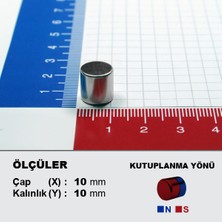 NeoHobi Neodyum Mıknatıs D10X10 ÇAP:10MM KALINLIK:10MM Çok Güçlü Mıknatıs [5 Adet]